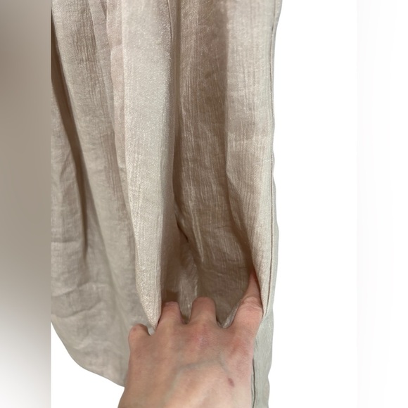 Alexia Admor Jewel Stone Crystal Neck Pleated Trapeze Dress Shimmer Taupe Tan S - Picture 5 of 11